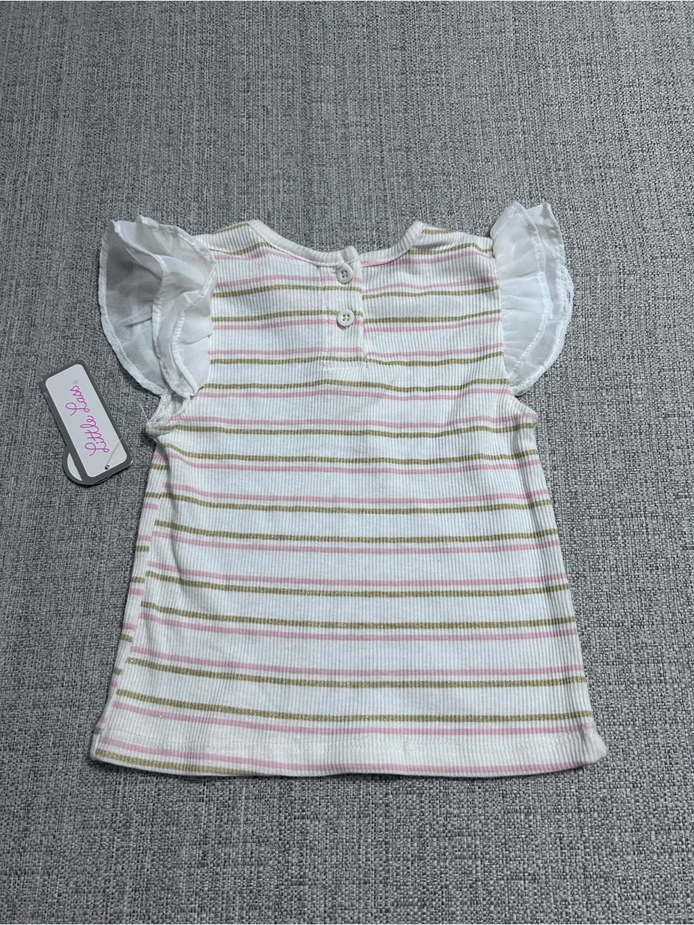 Little Lass Unicorn Overall Romper Striped Ruffle Sleeve Tee w Hat Size 4T NWT